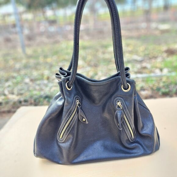 FURLA Black Leather Shoulder Bag Vintage - Picture 2 of 11